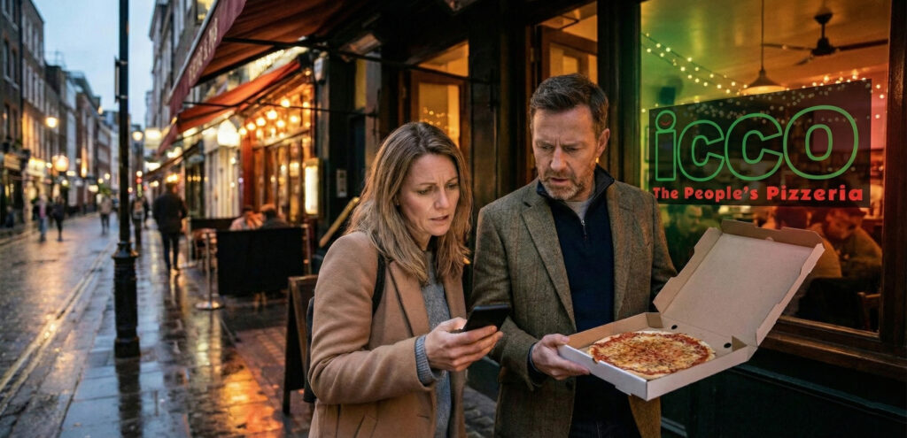 Couple preparing for 7:30 PM West End show in Soho