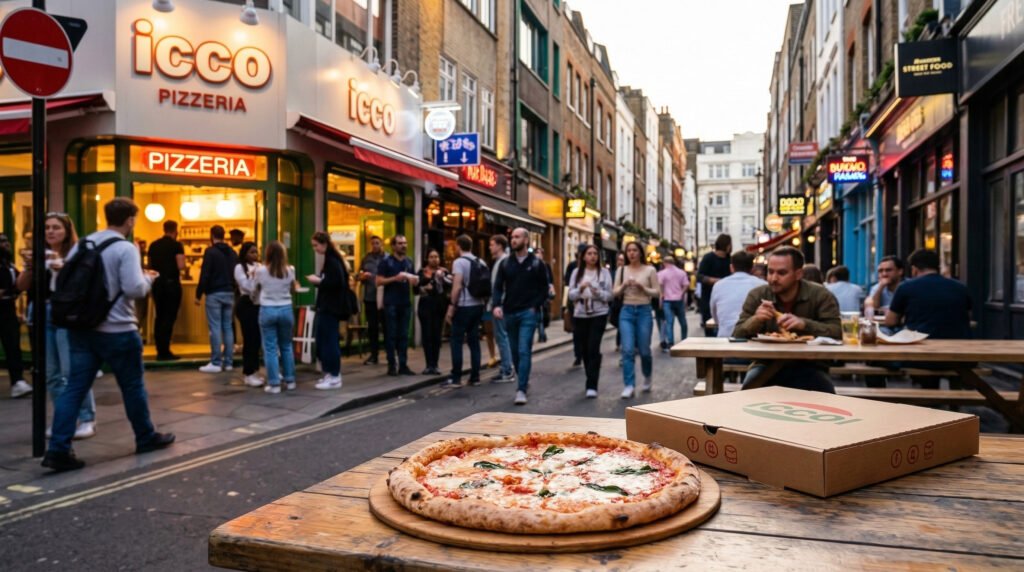 Affordable pizza and street food in Soho London with ICCO restaurant on Greek Street.