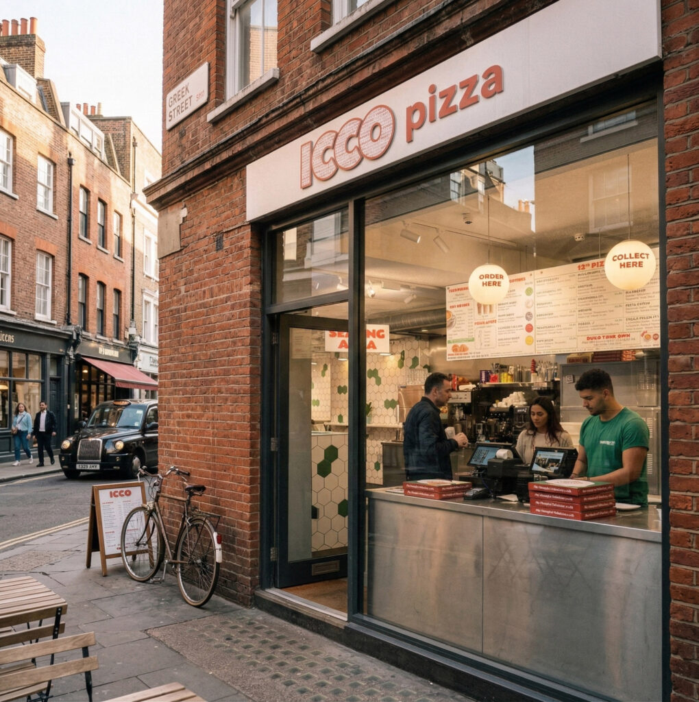 Quiet afternoon at ICCO pizza restaurant in Soho London.